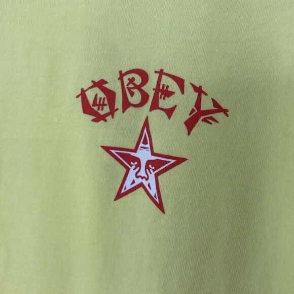 OBEY Men’s Long Sleeve Andre Giant Star-Shapard Fairey-T Shirt M‎ Yellow Lemon - Picture 4 of 7
